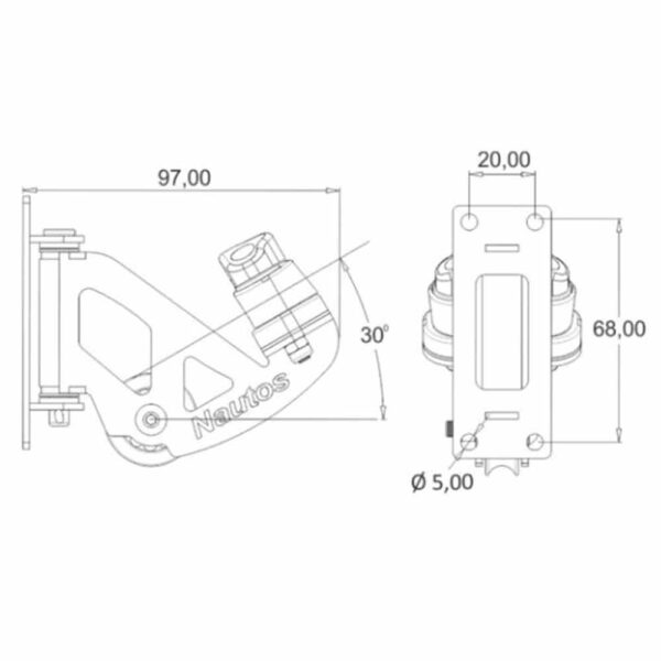 Moitão Pivotante Flip Flop 30 Graus 96450 Nautos 30mm - Imagem 4