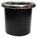 Porta Copo De Embutir Preto 85X90mm Acabamento Inox