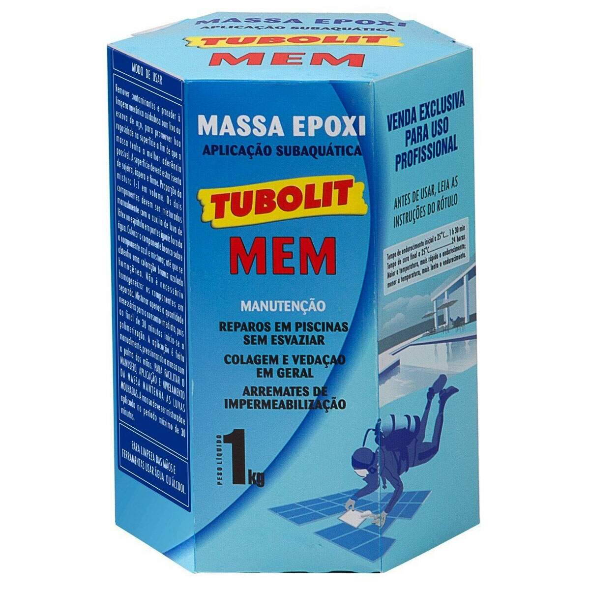 a4558ebe02a4bd939d043ad892fe67d8.jpg Massa Epóxi Subaquática Piscina Tubolit MEM 1Kg Branco - Imagem 1
