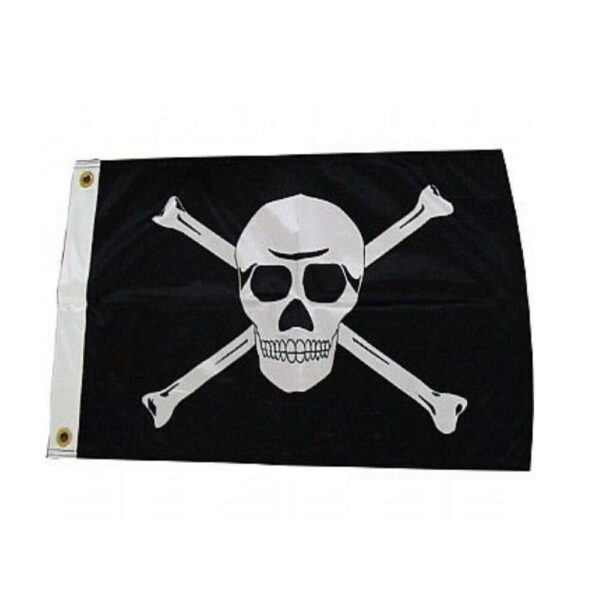 Bandeira Pirata com Caveira e Ossos Preta - Imagem 2