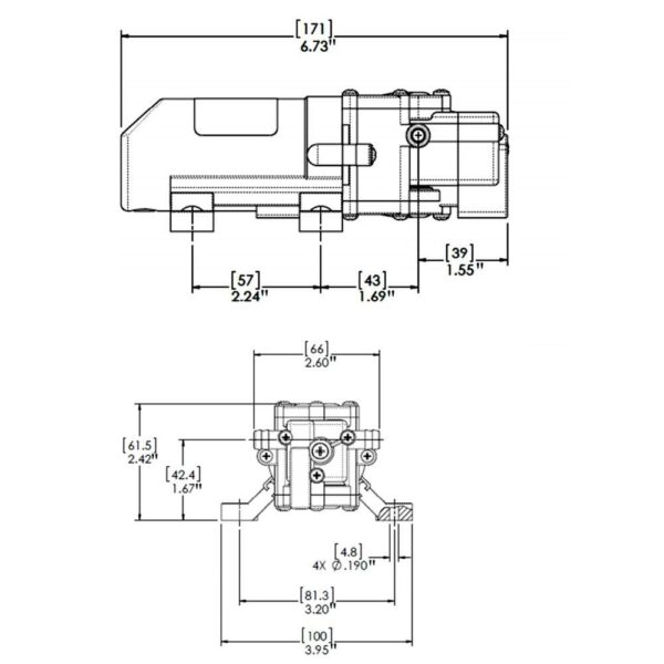 Bomba 1.0 Gpm 30 PSI Doce 12V Shurflo - Imagem 3
