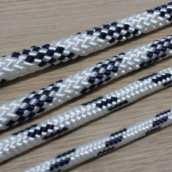 Cabo Náutico Pré-Estirado 10mm Branco Com Marinho Por Metro - Imagem 3