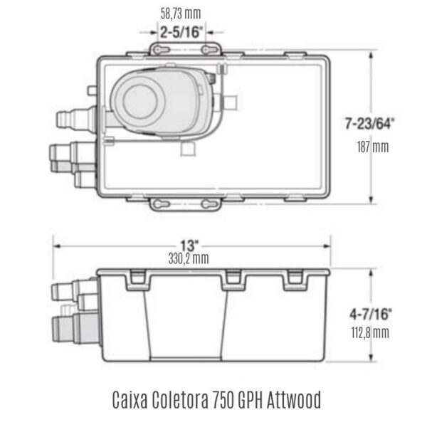 Caixa Coletora De Água Para Barco Grande 750 GPH 12V - Imagem 4