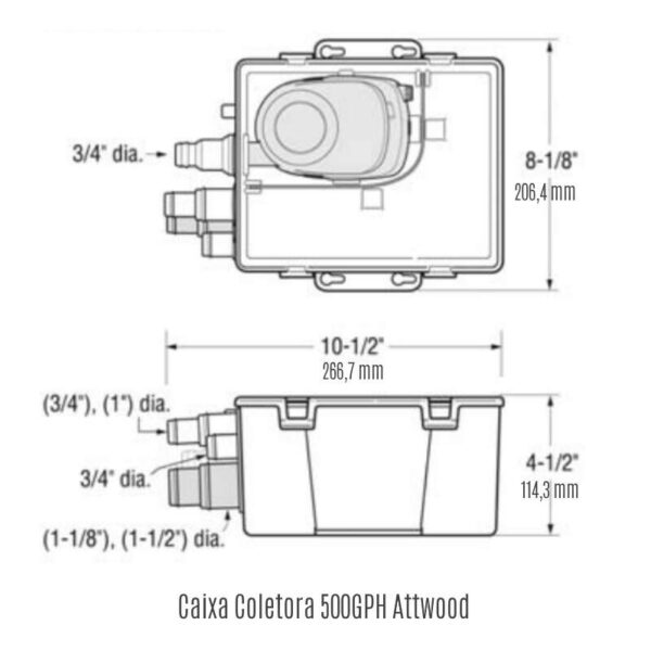 Caixa Coletora De Água Para Barco Pequena 500 GPH 12V - Imagem 3