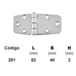Dobradiça Inox 6 Furos 82X40X2mm - Imagem 2