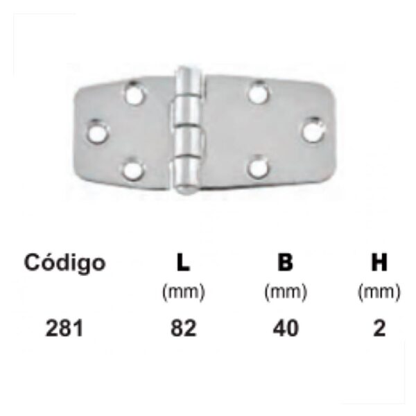 Dobradiça Inox 6 Furos 82X40X2mm - Imagem 2