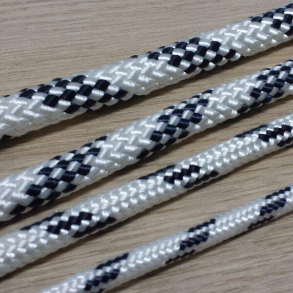 Kit 20 Metros Cabo Náutico Pré-Estirado 16mm Branco Com Marinho - Imagem 2