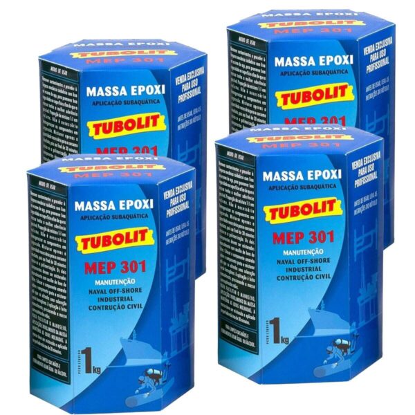 Kit 4x Massa Epóxi Subaquática Tubolit Mep 301 1Kg - Imagem 6