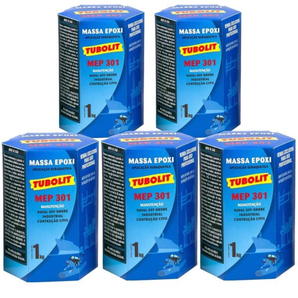 Kit 5x Massa Epóxi Subaquática Tubolit Mep 301 1Kg - Imagem 2