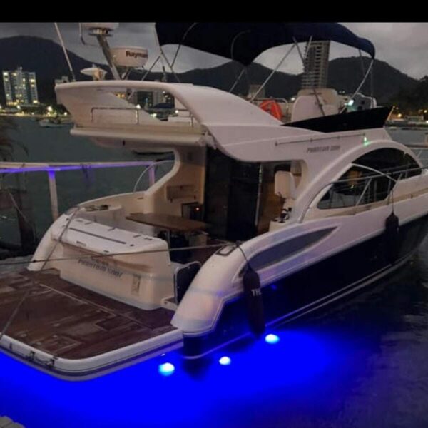 Luz Náutica Subaquática Mini Canhão Azul 28w 12v Slim - Imagem 4