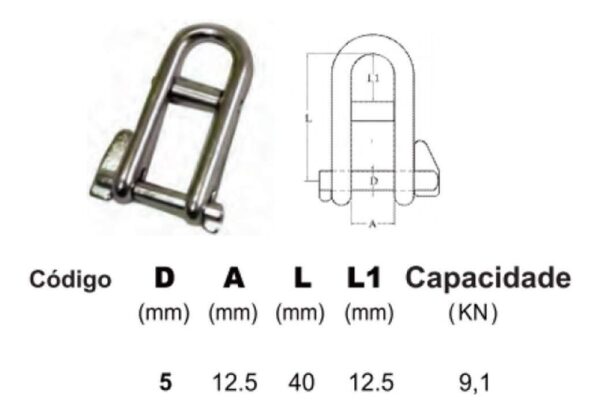 Manilha Rápida Adriça 5mm Inox - Imagem 3