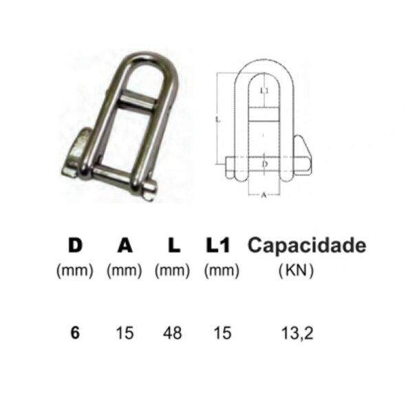 Manilha Rápida Adriça 6mm Inox - Imagem 3