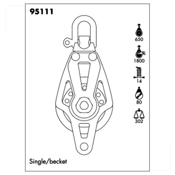 Moitão Nautos 95111 Plain Block 80mm Saída - Imagem 3