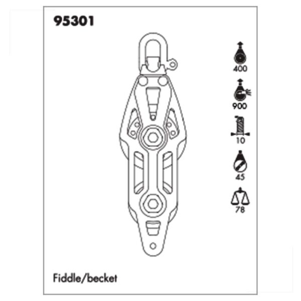 Moitão Nautos 95301 Plain Block 45mm Violino Saída - Imagem 3