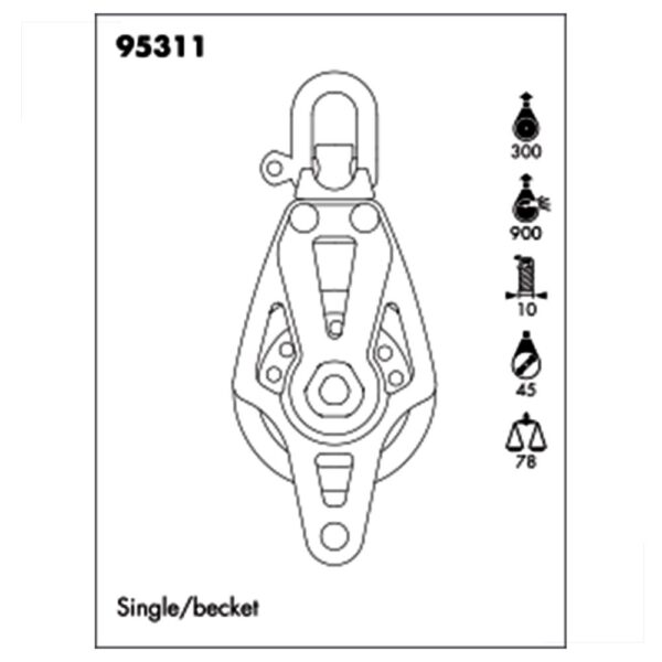 Moitão Nautos 95311 Plain Block 45mm Saída - Imagem 3