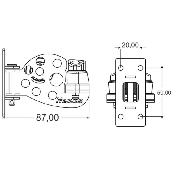 Moitão Pivotante Flip Flop 30mm 90 graus Classe J70 - Imagem 3