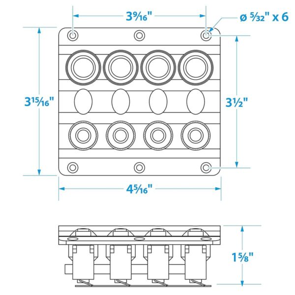 Painel 4 Interruptores Náuticos Led com disjuntor - Imagem 5