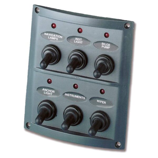 Painel 6 Posições Switch Led 12V Preto Trem - Imagem 3