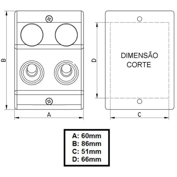 Painel Comando Náutico 2 Posições Led Cinza - Imagem 3