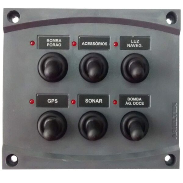 Painel Comando Náutico 6 Posições Led Cinza - Imagem 2