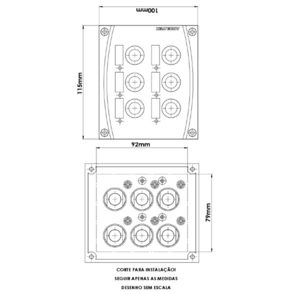 Painel Comando Náutico 6 Posições Led Cinza - Imagem 3