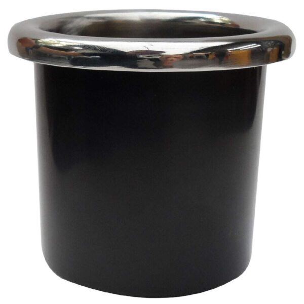 Porta Copo De Embutir Preto 85X90mm Acabamento Inox - Imagem 2