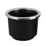 Porta Copo De Embutir Preto Com Inox Grande 110X95mm - Imagem 3