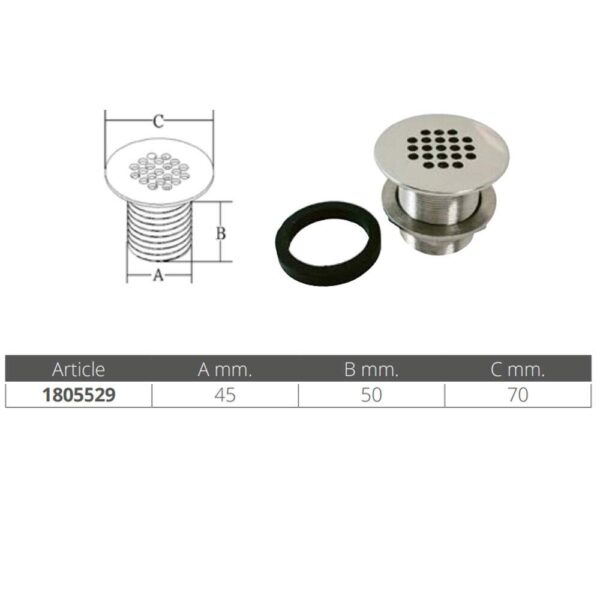 Ralo Para Deck Redondo 70mm Inox 1 1/2 Pol - Imagem 4