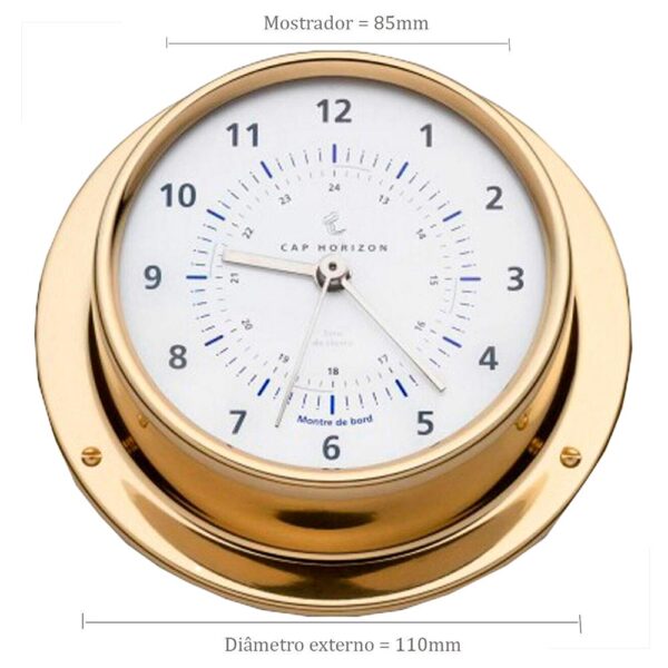 Relógio de Bordo Náutico em Latão Polido 110mm - Imagem 3