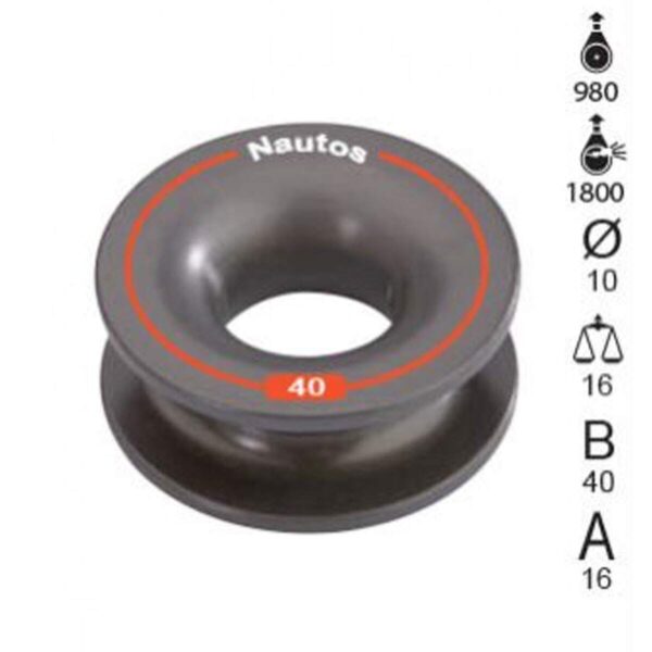 Roldana Nautos 95010 40mm Amarrar Alumínio Anodizado - Imagem 4