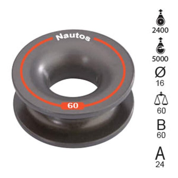 Roldana Nautos 95011 60mm Amarrar Alumínio Anodizado - Imagem 4