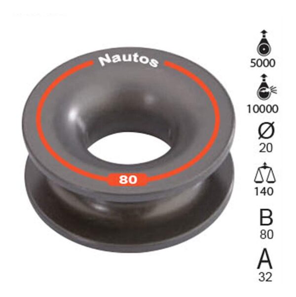 Roldana Nautos 95012 80mm Amarrar Alumínio Anodizado - Imagem 4