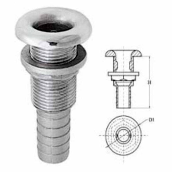 Saída De Água Náutica 3/4 Inox Para Mangueira - Imagem 3
