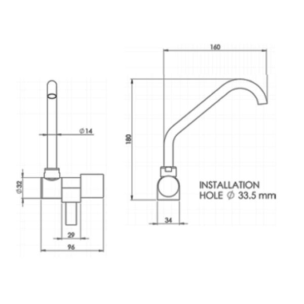 Torneira Giratória Dobrável Bronze Cromado 220X97mm - Imagem 5