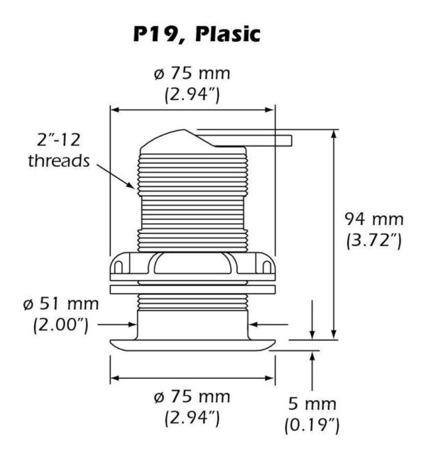 Transducer Casco Thru Hull Para Profundímetro DT1B-TH Hawkeye - Imagem 4