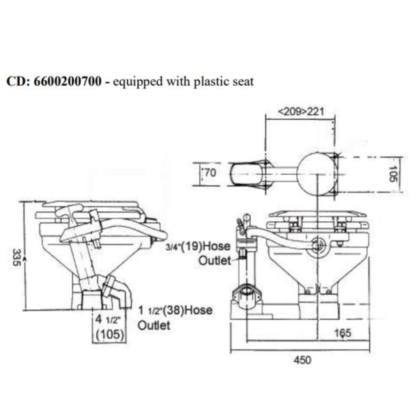 Vaso Sanitário Náutico Manual Matromarine - Imagem 4