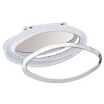 Vigia Elíptica Branca Plástica 201x470mm Acabamento Inox - Imagem 2