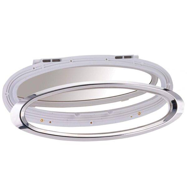 Vigia Elíptica Branca Plástica 77 X 381mm Acabamento Inox - Imagem 2