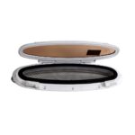 Vigia Elíptica Branca Plástica 77 X 381mm Acabamento Inox - Imagem 3