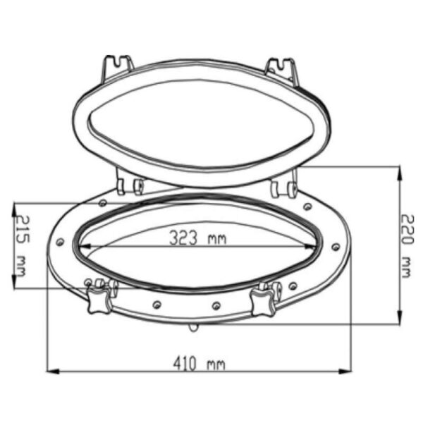 Vigia Oval Plástica Com Vidro 41X22cm - Imagem 4