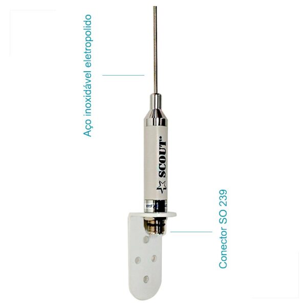 Antena VHF 100cm Inox e Suporte para Mastro de Veleiros - Imagem 2
