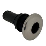 Saída De Água Náutica 3/4 Pol Plástico Preto Com Acabamento Em Inox