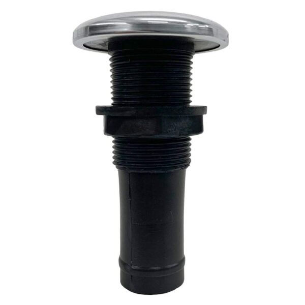 Saída De Água Náutica 3/4 Pol Plástico Preto Com Acabamento Em Inox - Imagem 2