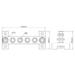 Barramento Distribuição Elétrica 360A 4 Polos Negativo - Imagem 2