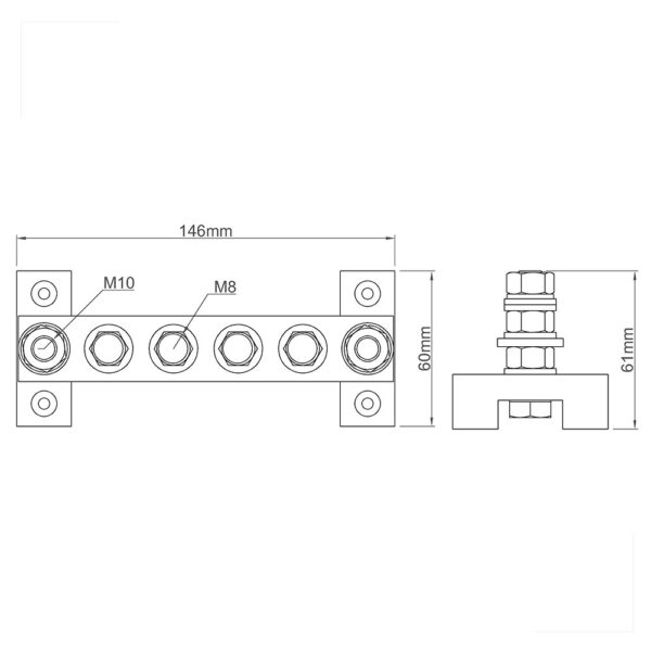 Barramento Distribuição Elétrica 360A 4 Polos Positivo - Imagem 2