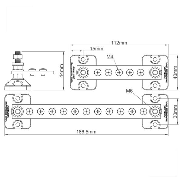 Barramento Distribuição Elétrica Náutico 11 Polos Positivo - Imagem 2