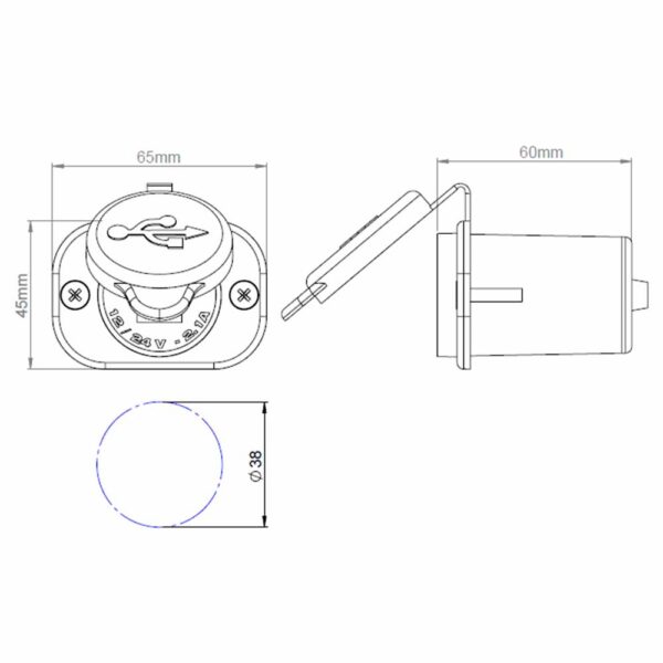 Carregador Náutico Arieltek USB Fast Charge Preto - Imagem 3