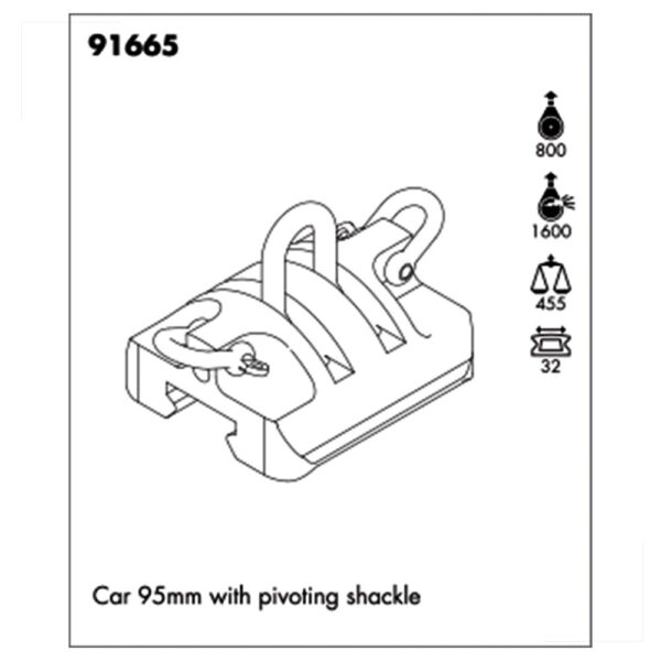 Carro Traveler Nautos 91665 32H 95mm Manilha Pivotante - Imagem 3