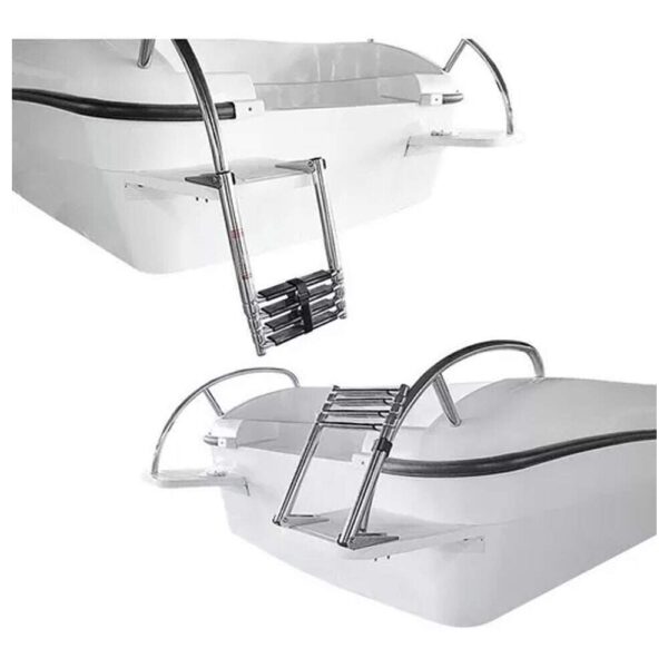 Escada Telescópica 4 Degraus Inox - Imagem 2