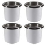 Kit 4 Porta Copos Branco com Acabamento Inox